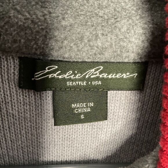 Vintage Eddie Bauer Sweater‎ Women Small Full Zip Gray Fair Isle Snowflakes Y2K - Picture 4 of 9